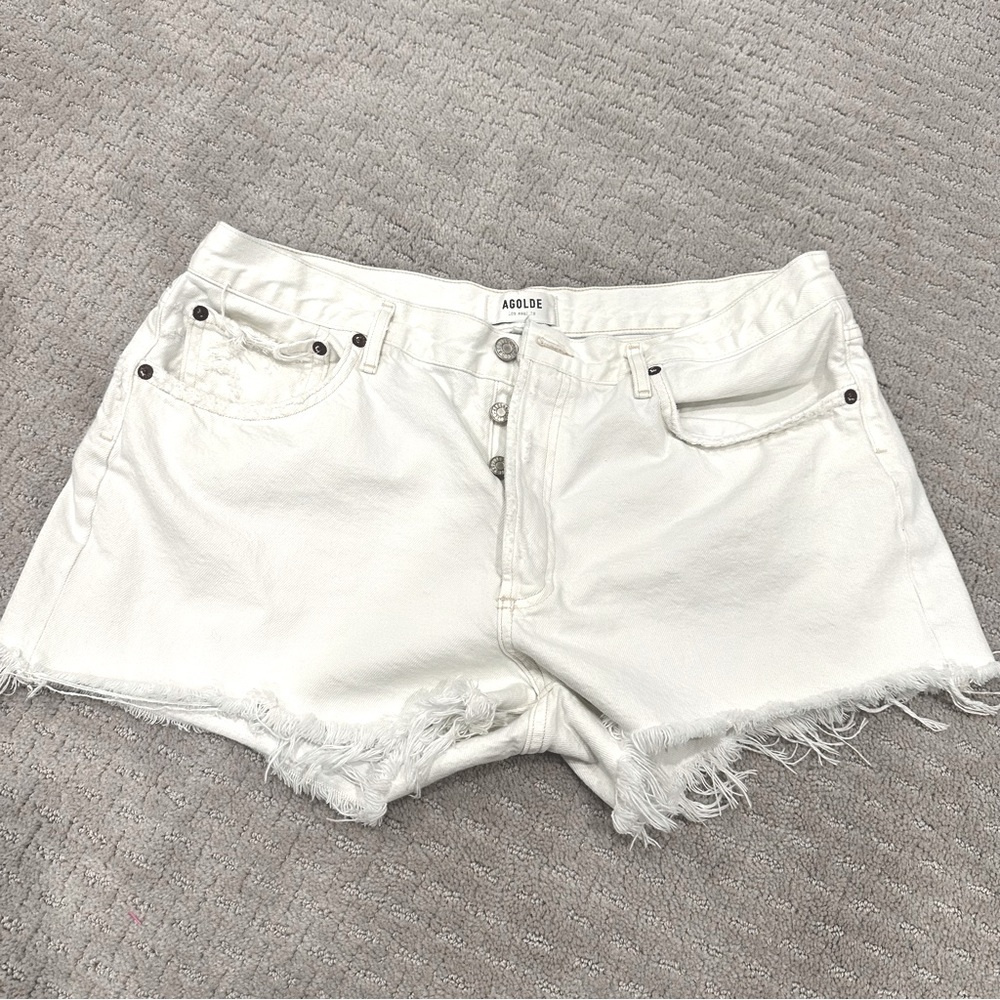 Agolde Parker Vintage Cut Off Shorts - White - Size 32 - Picture 4 of 8